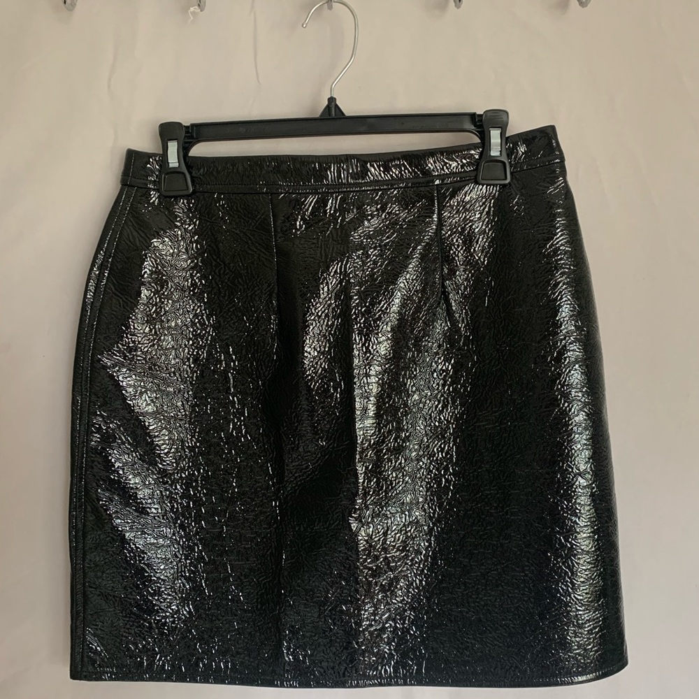 pleather black mini skirt